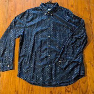 American Eagle Men’s Blue Floral Button-Up Shirt – Size XL – Premium Indigo